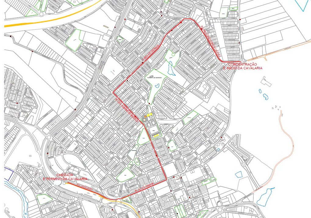 Mapa mostra detalhes do percurso da Cavalaria