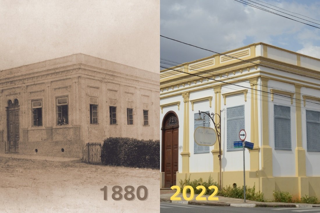 Fotos mostram o passado e presente da Vila Bueno (Fotos: Acervo Casa da Memória e Gislaine Mathias)