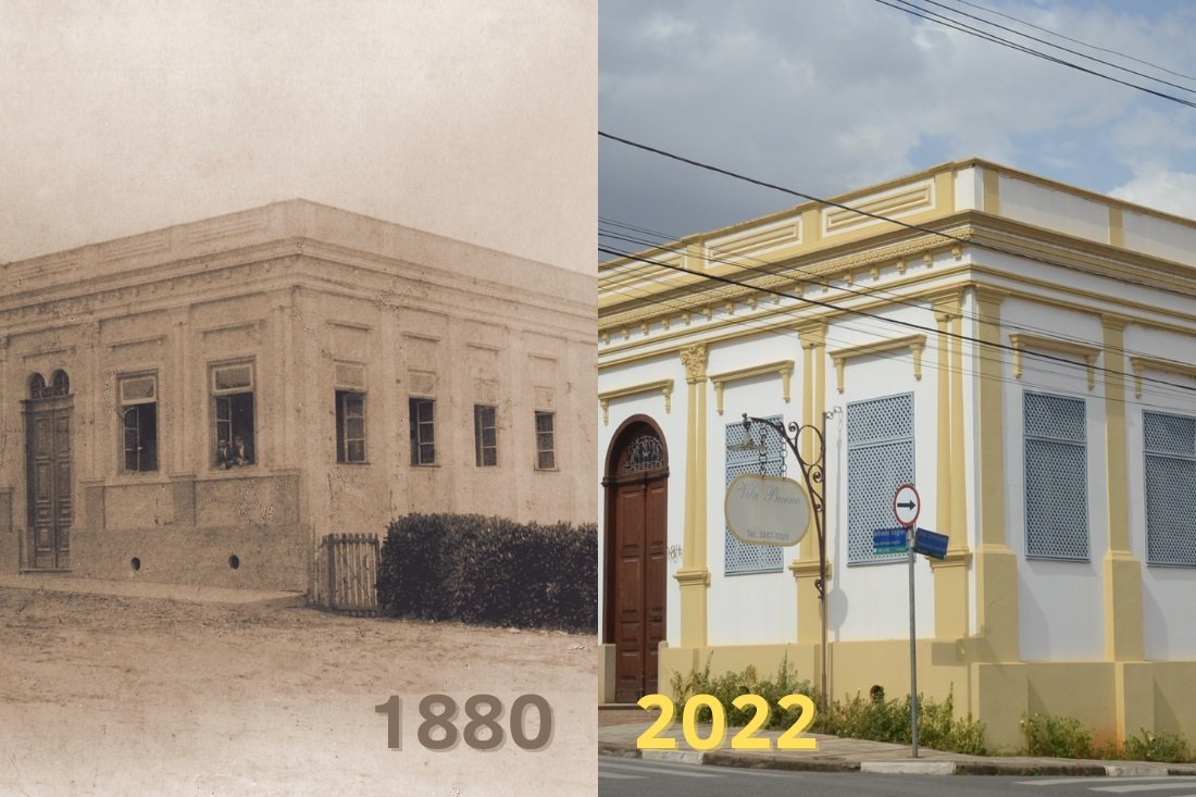 Fotos mostram o passado e presente da Vila Bueno (Fotos: Acervo Casa da Memria e Gislaine Mathias)