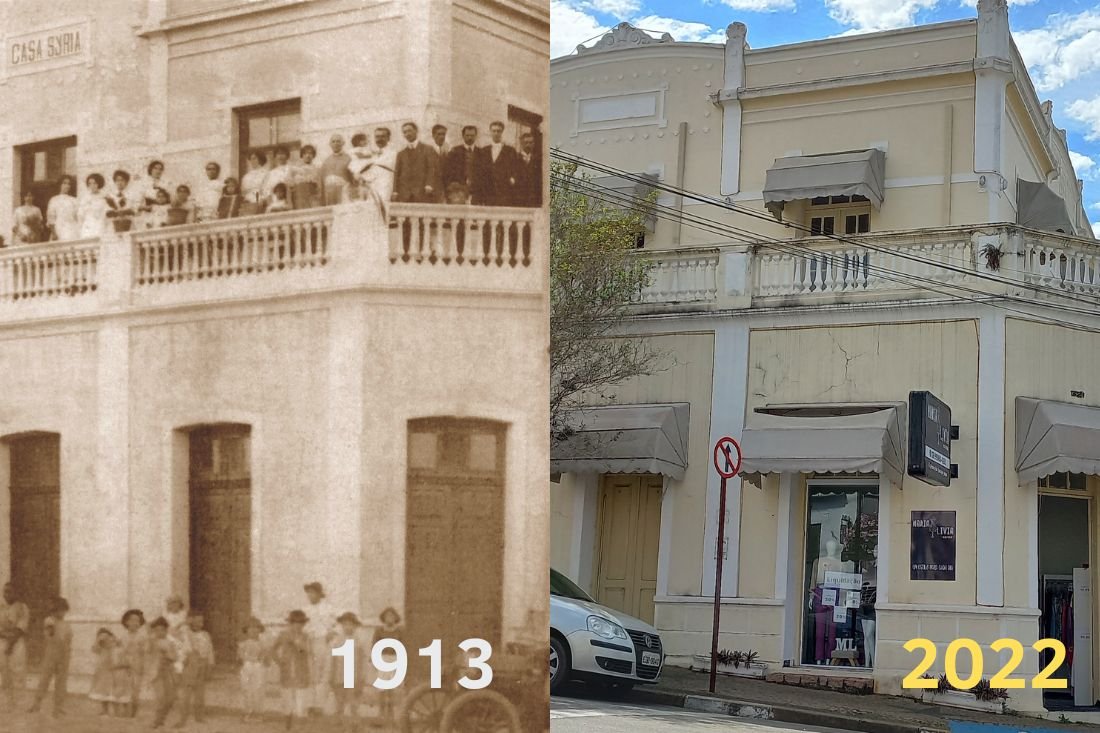 Fotos mostram o prédio em épocas diferentes (Acervo Casa da Memória e foto Gislaine Mathias)