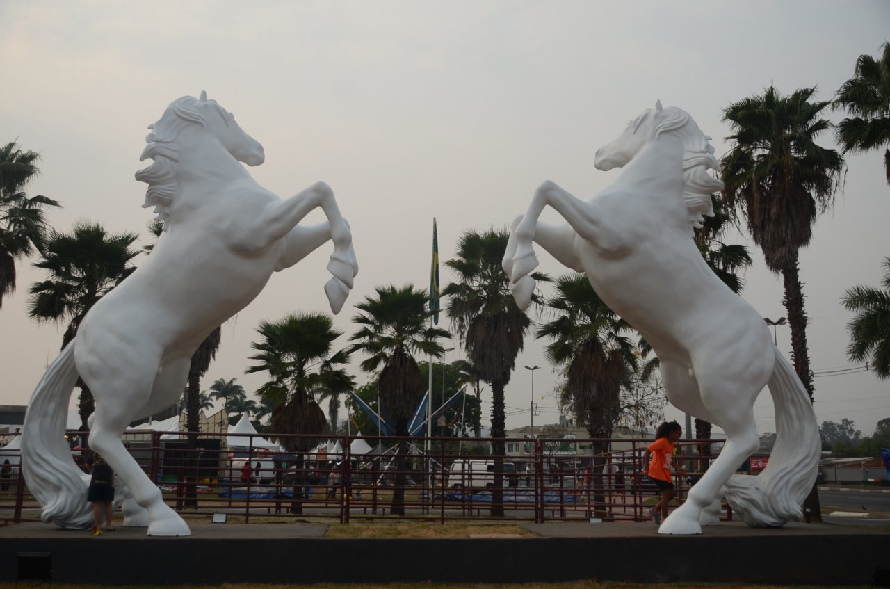 Escultura Cavalos Brancos foi inaugurada próxima do Hospital de Jaguariúna (Foto Gislaine Mathias)