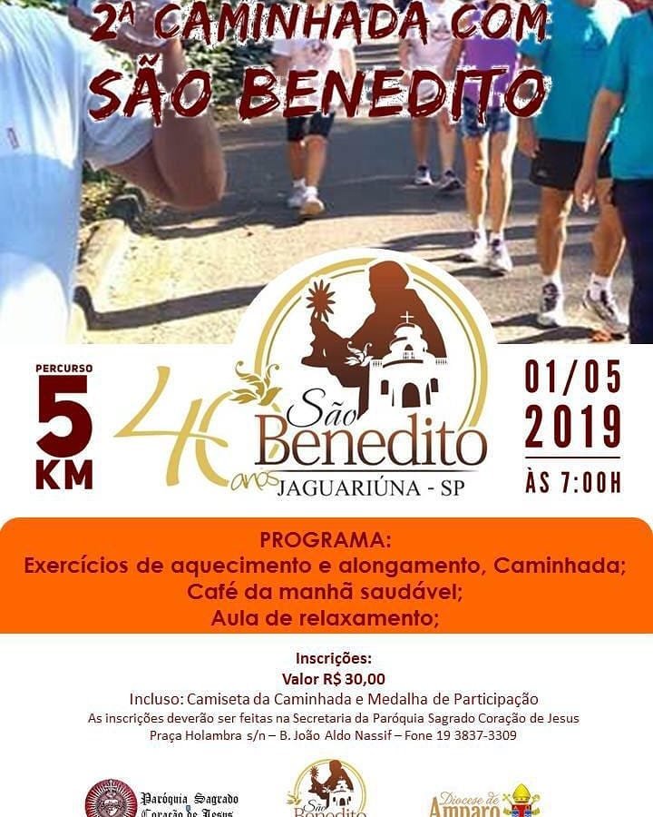 Cartaz da caminhada que acontece no dia 1 de maio