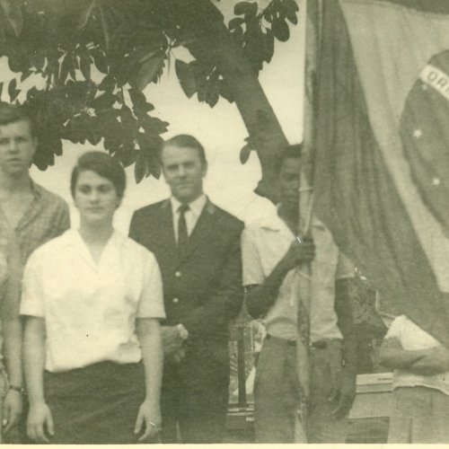 Evento cvico realizado na Estao de Guedes, quando Manoel Seixas era o chefe (Acervo pessoal) 