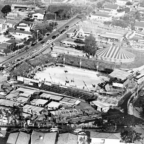 Visão de todo o Parque Santa Maria quando sediava o Rodeio de Jaguariúna, antiga Festa do Peão (Acervo Casa da Memória) 