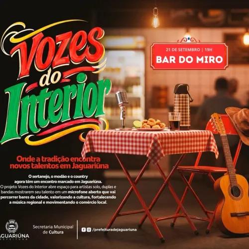 Projeto Vozes do Interior acontece nesta segunda no Bar do Miro